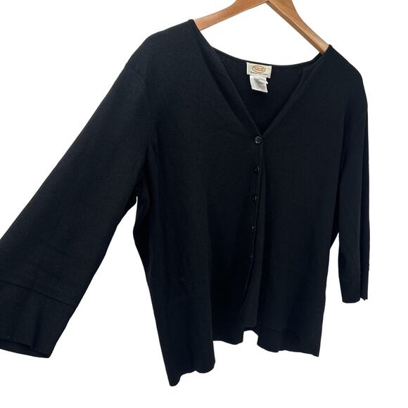 Talbots Sweater Womens Petite 1X Black Cardigan Rayon Knit V-Neck Crop Vintage - Picture 3 of 7